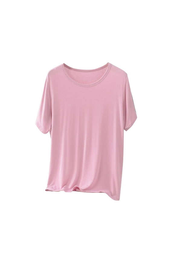 Pajama Tops for Women Plus Size Short Sleeve Sleep Shirts Lightweight Comfy Soft Crew Neck Loungewear Oversized Basic Tees