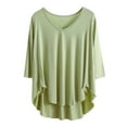 thumbnail image 1 of biudgviw Pajama Tops for Women V Neck 3/4 Sleeves Sleep Shirts Oversized Casual Comfy Soft Irregular Hem Sleepwear, 1 of 6