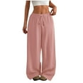 thumbnail image 1 of biudgviw Palazzo Pants for Women Drawstring High Waisted Wide Leg Pants Lounge Trousers with Pockets Beach Vacation Summer Pants, 1 of 7