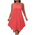 thumbnail image 1 of biudgviw Plus Size Dresses for Women Asymmetrical Hem Sleeveless Dress Loose Casual Round Neck Knee Length Dress Trendy Clothes, 1 of 6