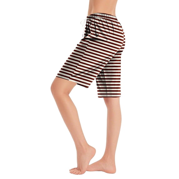 biudgviw Plus Size Pajama Shorts for Women Soft Lounge Sleep Shorts Comfy Casual Striped Sweat Shorts Drawstring Pj Bottoms