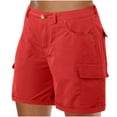 thumbnail image 1 of biudgviw Plus Size Shorts for Women Casual Mid-Low Rise Baggy Button Shorts Stretch Solid Color Summer Cargo Shorts with Pocket, 1 of 4