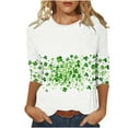 thumbnail image 1 of biudgviw Plus Size St Patrick's Day Shirts for Women Print Crewneck Graphic Tees Oversized Casual Green 3/4 Sleeve Blouse Festival Outfits, 1 of 5