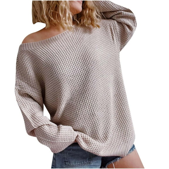 biudgviw Plus Size Tops for Women Fashion Long Sleeve Pullover Shirts Winter Fall Comfy Crewneck Knit Sweater