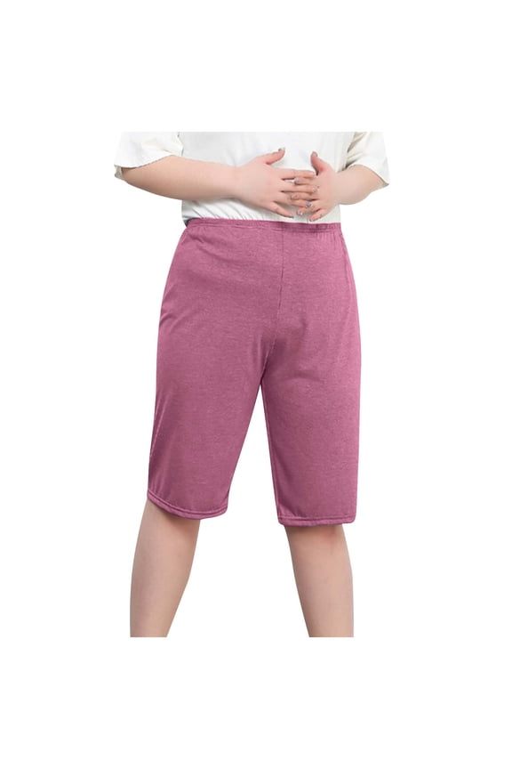 Plus Size Women's Bermuda Shorts Elastic Wasit Knee Length Shorts Casual Loose Sweat Shorts Comfy Pj Bottoms