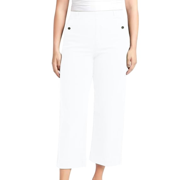 biudgviw Plus Size Womens Dress Pants High Waist Cropped Trousers Business Casual Wide Leg Work Slacks with Pockets Office Outfits