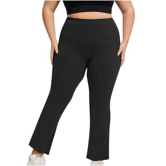 biudgviw Plus Size Yoga Leggings for Women Casual Elastic High Waist Flare Bell Bottom Lounge Pants for Workout Sports