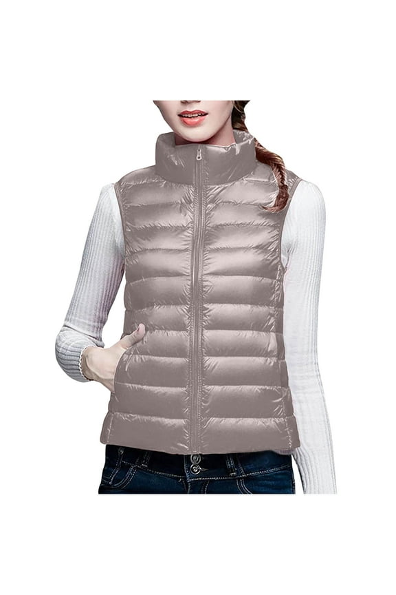 Puffer Vest for Women Full Zip Sleeveless Quilted Padded Jackets Stand Collar Fall Winter down Outerwear Coat