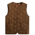 thumbnail image 1 of biudgviw Puffer Vest for Women Plus Size Winter Warm Thermal Sleeveless Quilted Jacket Casual Lightweight Button down Outwear with Pockets, 1 of 3