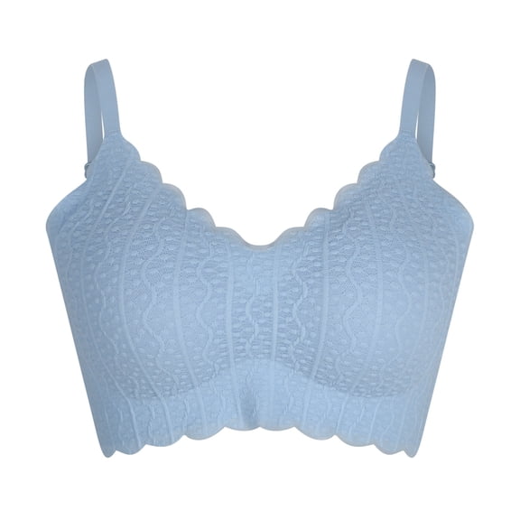 biudgviw Push up Bras for Women Wireless Low Impact Liftup Bralettes Comfort Adjustable Strap Scalloped Bras
