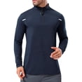 thumbnail image 1 of biudgviw Quarter Zip Pullover Men Athletic Shirt Stand Collar Casual Long Sleeve Tops Quick Dry Training Workout Shirts with Thumb Holes, 1 of 6