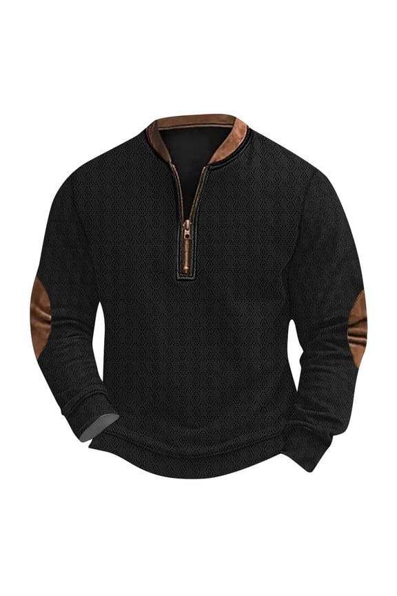 Quarter Zip Sweatshirt for Men Big and Tall Casual Long Sleeve Pullover Shirts Warm Collared Vintage Printed Tops