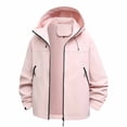 thumbnail image 1 of biudgviw Rain Jacket for Women Waterproof with Hood Plus Size Zip Up Windbreaker Trench Coat Hiking Travel Raincoat with Zipper Pockets, 1 of 7