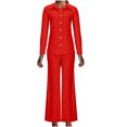 thumbnail image 1 of biudgviw Shirts Sets for Women Fall Lounge Long Sleeve Lapel Neck Buttons down Blouses Wide Leg Pants Long Pants Outfits, 1 of 6