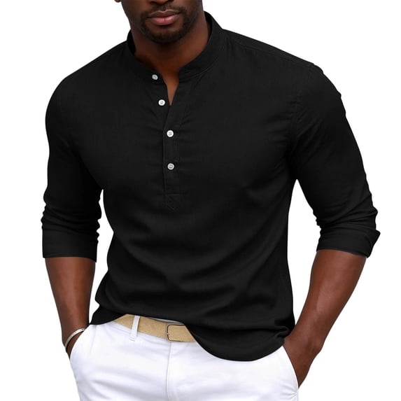 biudgviw Shirts for Men Rolled Up Long Sleeve Button T-Shirt Lightweight Casual Stylish Tops for Everyday Wear S-3XL