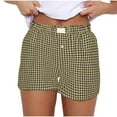 thumbnail image 1 of biudgviw Shorts for Women Plaid Printed Elastic Waisted Casual Shorts Summer Beach Vacation Bottoms Lounge Shorts, 1 of 5
