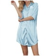 thumbnail image 1 of biudgviw Silk Nightgown for Women Button Down Sleepshirt Lightweight Short Sleeve Sleep Dress Boyfriend Nightshirts Pajama Dress, 1 of 6