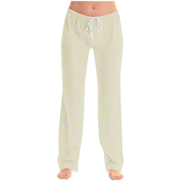 biudgviw Sleep Pants for Women Soft Wide Leg Pajama Pants Printed Baggy Pj Bottoms Drawstring Waisted Lounge Trousers Sleepwear