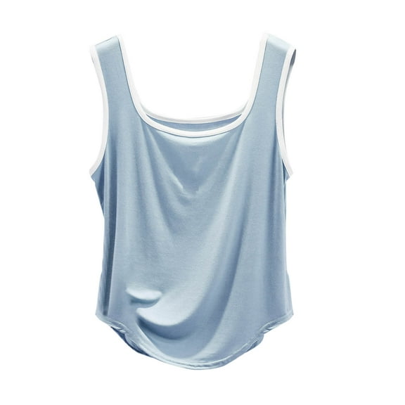 biudgviw Sleep Shirt for Women U Neck Pajamas Tank Top Sleeveless Crop Sleepwear Soft Solid Color Casual Loungewear Tee