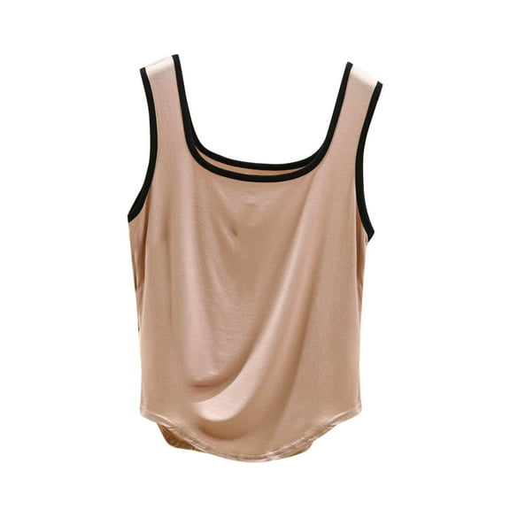 biudgviw Sleep Shirt for Women U Neck Pajamas Tank Top Sleeveless Crop Sleepwear Soft Solid Color Casual Loungewear Tee