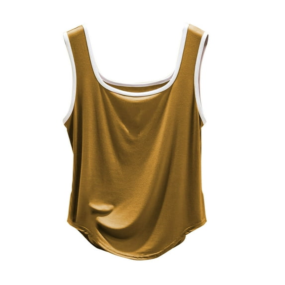 biudgviw Sleep Shirt for Women U Neck Pajamas Tank Top Sleeveless Crop Sleepwear Soft Solid Color Casual Loungewear Tee