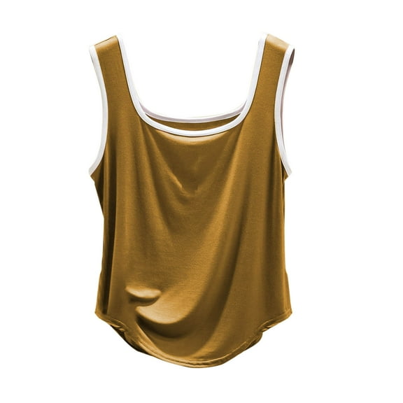 biudgviw Sleep Shirt for Women U Neck Pajamas Tank Top Sleeveless Crop Sleepwear Soft Solid Color Casual Loungewear Tee