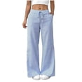 thumbnail image 1 of biudgviw Striped Pants for Women Comfy Drawstring Casual Cotton Linen Pants Pull On Elastic Waist Wide Leg Trousers with Pockets, 1 of 6