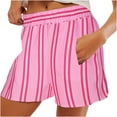 thumbnail image 1 of biudgviw Striped Shorts for Women Elastic High Waisted Beach Bottoms Loose Fit Comfortable Lounge Shorts with Pockets, 1 of 6