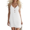 thumbnail image 1 of biudgviw Summer Dresses for Women Button Front Casual Sleeveless Tank Dress Breathable V Neck Mini Dress with Adjustable Strap, 1 of 7