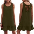 thumbnail image 1 of biudgviw Summer Dresses for Women Ruffle Hem Sleeveless Crewneck Tank Dress Fashion Tie Back Casual Knee Length Dress, 1 of 6