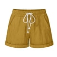 thumbnail image 1 of biudgviw Summer Shorts for Women Cuffed Hem Cotton Linen Shorts with Pockets Drawstring High Waisted Beach Vacation Casual Shorts, 1 of 6