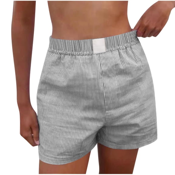 biudgviw Summer Shorts for Women Striped Elastic High Waisted Casual Shorts Comfortable Beach Vacation Shorts