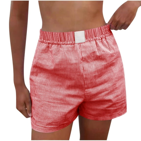 biudgviw Summer Shorts for Women Striped Elastic High Waisted Casual Shorts Comfortable Beach Vacation Shorts
