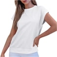 thumbnail image 1 of biudgviw Summer Tops for Women Boat Neck Loose Shirt Cap Sleeve Solid Color Tee Comfortable Lightweight Tunic Blouse, 1 of 6