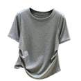 thumbnail image 1 of biudgviw Summer Tops for Women Ribbed Short Sleeve Crew Neck T Shirt Lightweight Casual Pleated Basic Tees Spring Outfits, 1 of 5