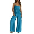 thumbnail image 1 of biudgviw Summer Wide Leg Jumpsuits for Women Spaghetti Strap One Piece Baggy Long Rompers Trendy One Piece Beach Vacation Outfits, 1 of 7