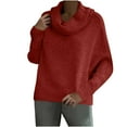 thumbnail image 1 of biudgviw Sweater for Women High Neck Oversized Pullover Tops Long Sleeve Thermal Knit Winter Blouses Fall Clothes, 1 of 7