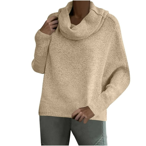 biudgviw Sweater for Women High Neck Oversized Pullover Tops Long Sleeve Thermal Knit Winter Blouses Fall Clothes