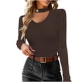 thumbnail image 1 of biudgviw Sweaters for Women Halter V Neck Long Sleeve Thermal Tops Knit Slim Fit Warm Pullover Casual Business Work Fall Clothes, 1 of 7