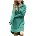 thumbnail image 1 of biudgviw Sweatshirt Dresses for Women Soft Long Sleeve Solid Color Hoodies Dress Fall Loose Pocketed Oversized Mini Dress, 1 of 5