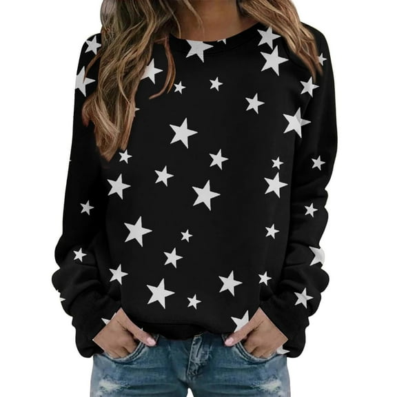biudgviw Sweatshirt for Women Crew Neck Printed Long Sleeve Pullover Tops Casual Fashion Loose Fall Winter Outfits