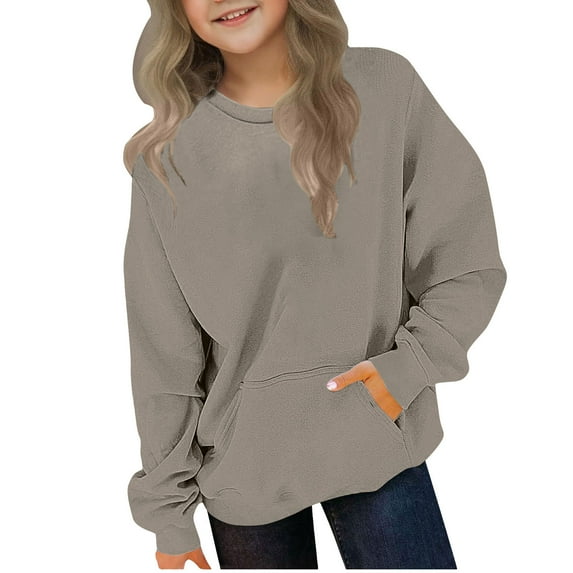 biudgviw Sweatshirts for Boys Girls Oversized Casual Long Sleeve Tops Todder Crew Neck Pullover Shirts with Pocket Baby Winter Clothes