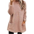 thumbnail image 1 of biudgviw Sweatshirts for Women Trendy Fleece Fuzzy Crew Neck Oversized Sherpa Pullover Tops Thermal Fall Winter with Pockets, 1 of 4