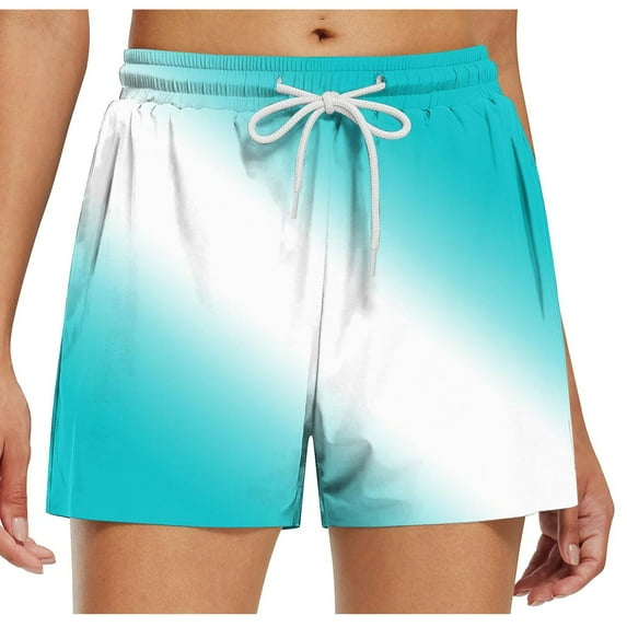 biudgviw Swim Shorts for Women Drawstring Elastic Waist Printed Shorts Baggy Lightweight Soft Summer Beach Lounge Shorts