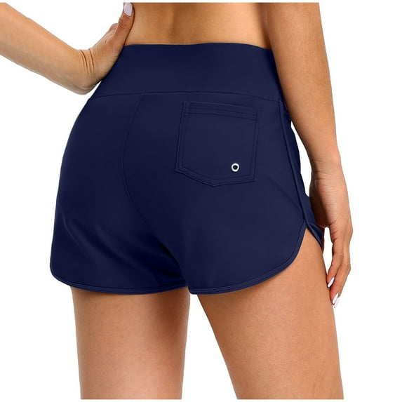 biudgviw Swim Shorts for Women High Waisted Beach Summing Shorts with Pockets Stretch Athletic Boardshorts Bathing Bottoms