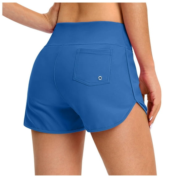 biudgviw Swim Shorts for Women High Waisted Beach Summing Shorts with Pockets Stretch Athletic Boardshorts Bathing Bottoms
