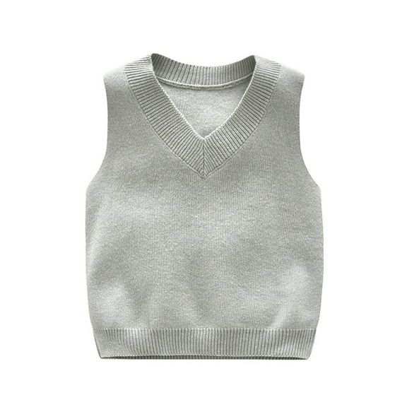 biudgviw Tank Tops for Children Soft Stretch Sleeveless V Neck Solid Color Shirts Boys Girls Winter Fleece Comfy Knitted Sweater