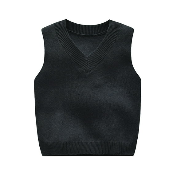 biudgviw Tank Tops for Children Soft Stretch Sleeveless V Neck Solid Color Shirts Boys Girls Winter Fleece Comfy Knitted Sweater