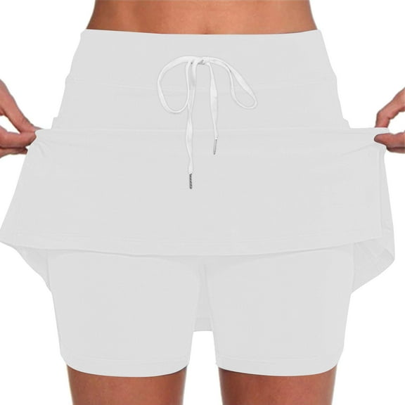 biudgviw Tennis Skirt Shorts for Women Drawstring Mid Rise Stretch Workout Skorts Athletic Lightweight Outdoor Golf Sports Shorts