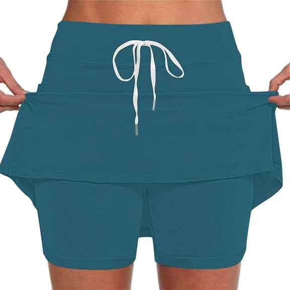 biudgviw Tennis Skirt Shorts for Women Drawstring Mid Rise Stretch Workout Skorts Athletic Lightweight Outdoor Golf Sports Shorts